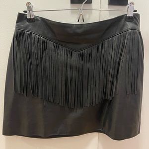 Saint Laurent leather fringe skirt